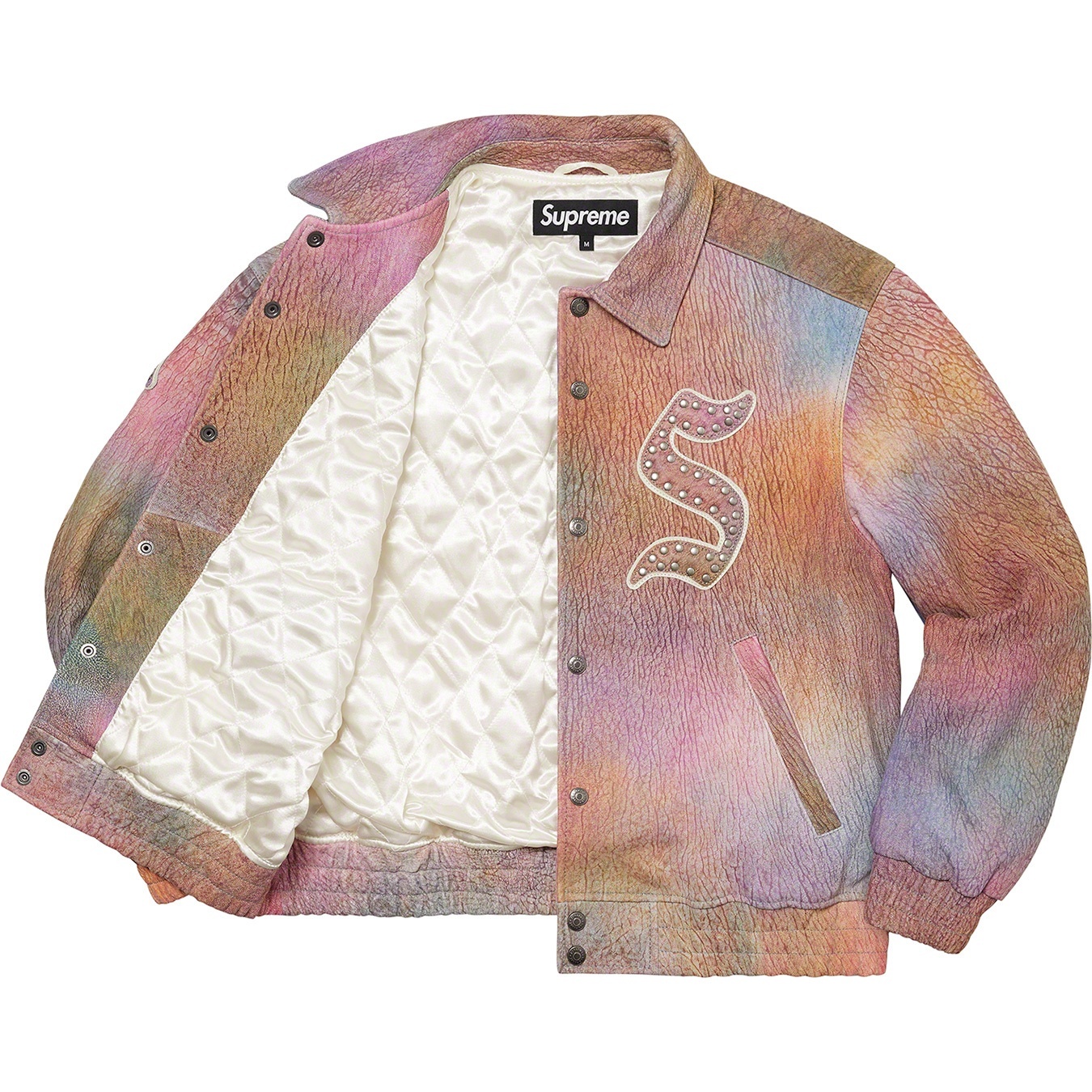 Pebbled Leather Varsity Jacket view 15